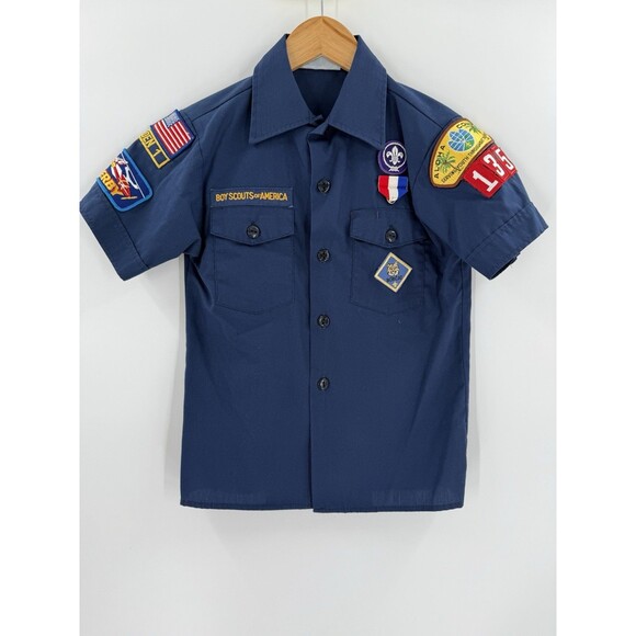 Vintage USA MADE Boy Scouts Shirt YOUTH MEDIUM Cub Scout Short Sleeve Outdoor - Picture 1 of 12